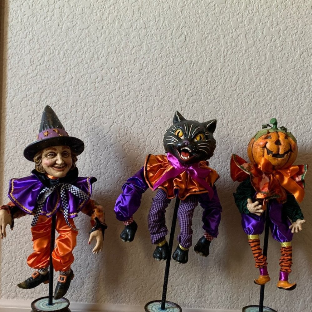 Halloween Set of 3 - witch, cat, pumpkin.